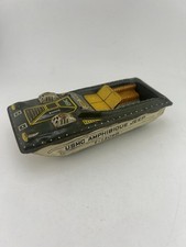 Vintage 6" Tin Litho Friction Toy Military Amphibious Jeep Vehicle T-13068 READ
