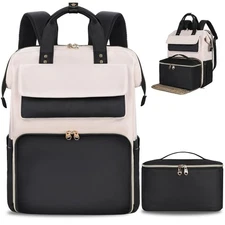 Lunch Backpack for Women, 15.6 Inch Laptop Backpack with Insulated Cooler Lun...