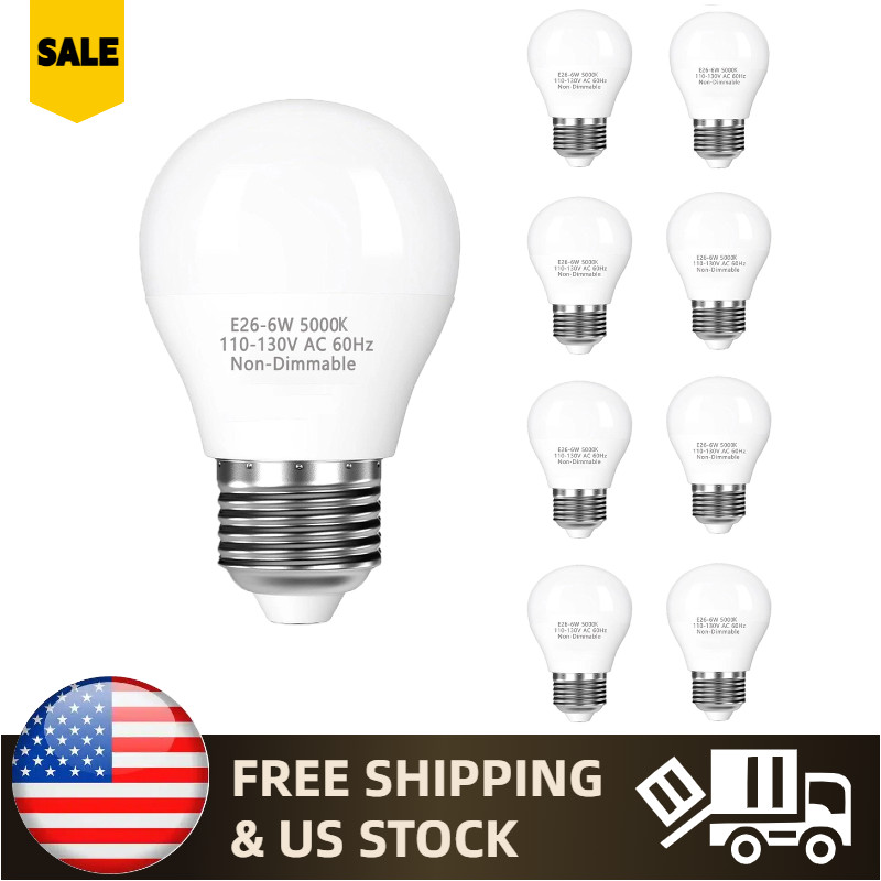 8-Pack A15 E26 Ceiling Fan LED Bulb - 60W Equivalent 5000K Daylight Non-dimmable