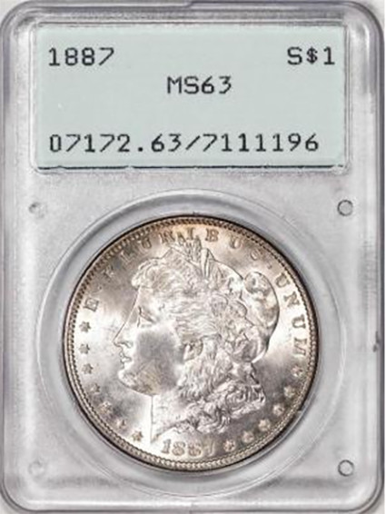 1887 $1 Silver Morgan Dollar MS 63 Rattler PCGS # 7111196 + Bonus