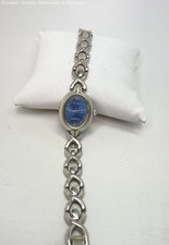 Silver Tone Timex Stainless-Steel Back Blue Dial Watch 36.1g