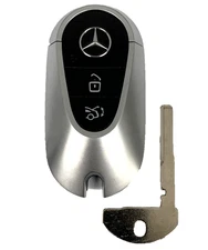 OEM Mercedes Benz Remote Fob + Uncut Key Insert - IYZ-MS5 - Matte Black  (SHP)