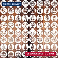 64-Piece Small Christmas Stencils, Reusable, Creamy White, 3x3 Inch, Christmas O