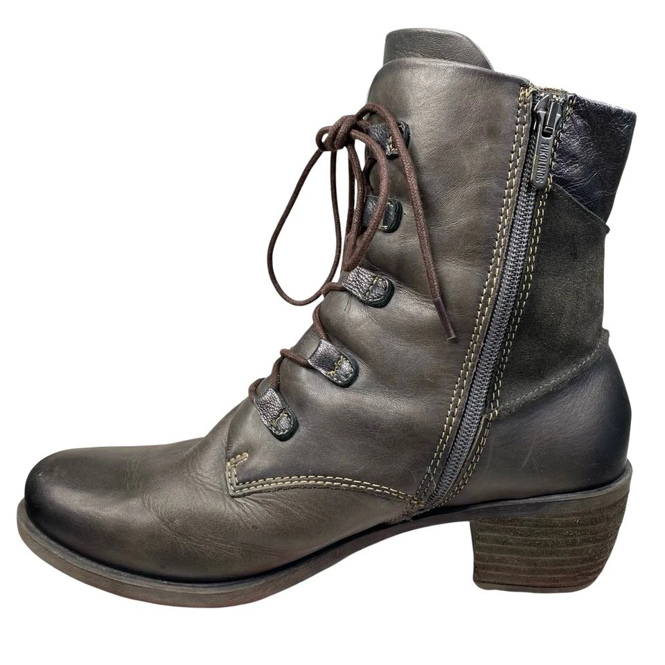 Pikolinos Women’s Le Mans Grey Distressed Moto Ankle Boot Size 38 US 7.5/8 - Image 2 of 4