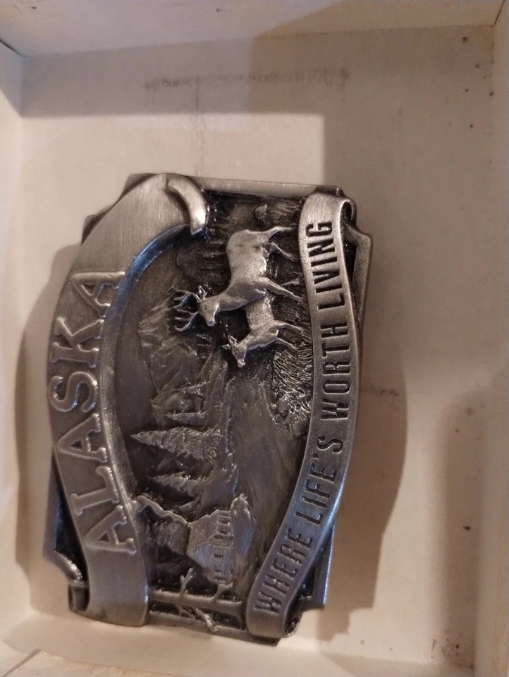 Cinturón Hebilla Ciervo Alaska Cazador Deportista Naturaleza De Colección Años 80 Siskiyou Vida Silvestre Cabaña Foto 2 de 3