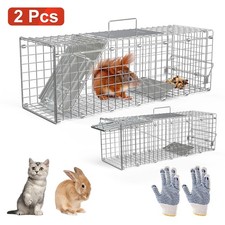 2Pcs 24x7.48x8.27in Humane Live Animal Trap Cages Garden Trap for Cat Squirrels
