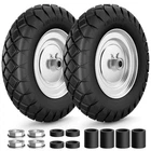 Flat Free Wheelbarrow Tires 16" Solid Puncture Proof Replacement, 2Pack