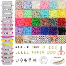Ybxjges Clay Beads Bracelet Making Kit, 3800Pcs Polymer small, Multicolor