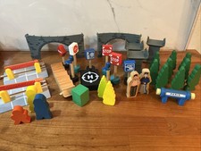 Wooden Train Set Accessories People, Signs, Trees, Shrubs