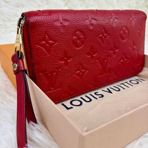 Louis Vuitton Empreinte Round Zip Wallet Red Womens Pre-owned From Japan