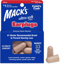 Ultra Soft Foam Earplugs, 10 Pair - 33Db Highest NRR, Comfortable Ear Plugs for