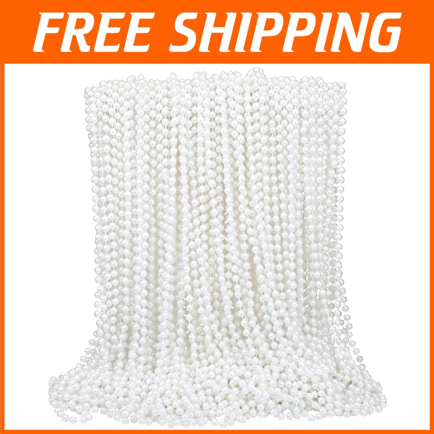 150 White Faux Pearl Necklaces Bulk for Parties