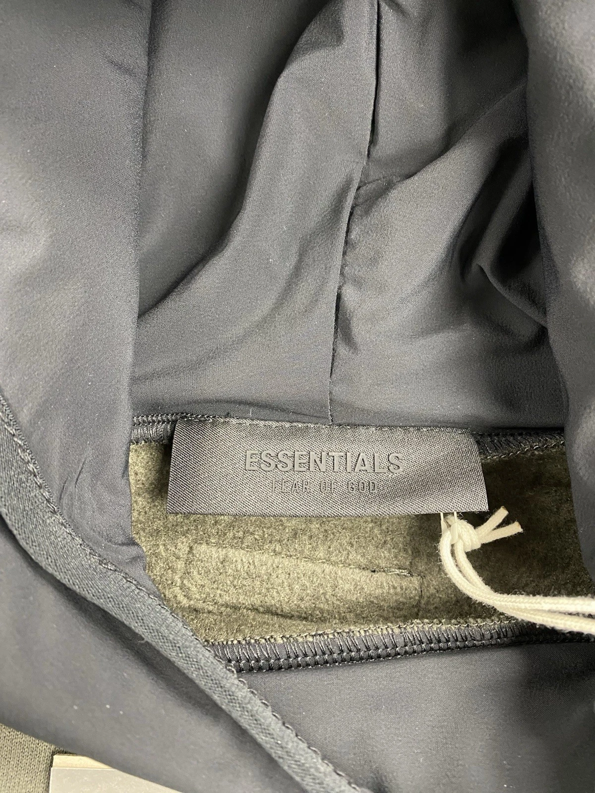 Felpa con cappuccio Fear Of God Essentials ink jet nylon nero XS autentica stato nebbia