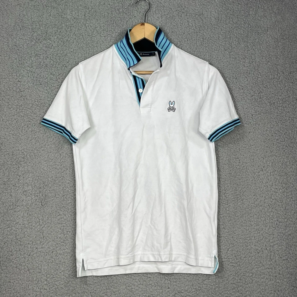 Psycho Bunny Pima Cotton Short Sleeve White Polo Shirt Boys Size 18-20 XL - Image 2 of 4