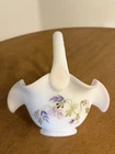Fenton Pink Satin Glass Basket Bowl signed Bill Fenton LE #1563 Spring Easter
