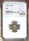 1909-D BARBER DIME NGC G6 093006