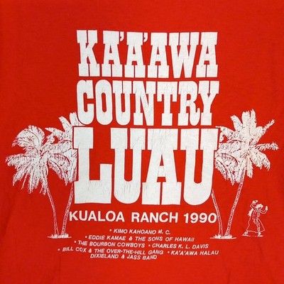 HANES BEEFY T VINTAGE 90S KA A A AWA COUNTRY LUAU KUALOA RANCH 1990 XL HAWAII 