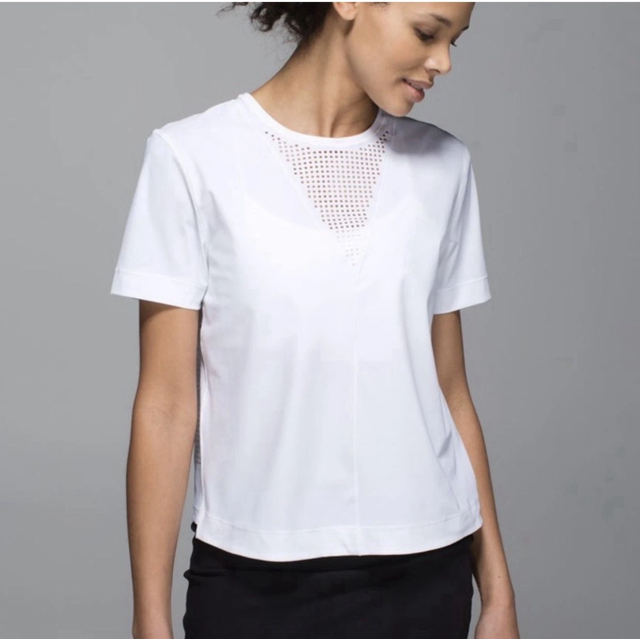 Lululemon Perfectly Perfed Tee White Casual Crew Neck Boxy Breathable 6 Everyday