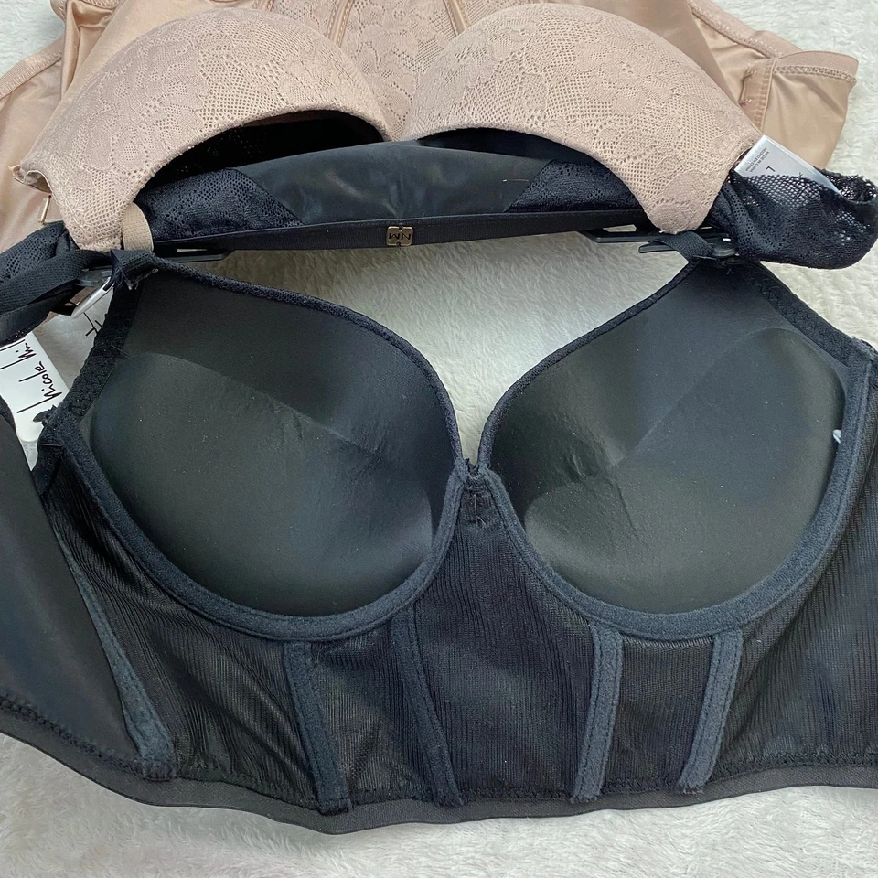 Nicole Miller 4pc Corset Bustier Bra & Panties 36C/L Black Mauve Mix & Match NWT - Image 2 of 4