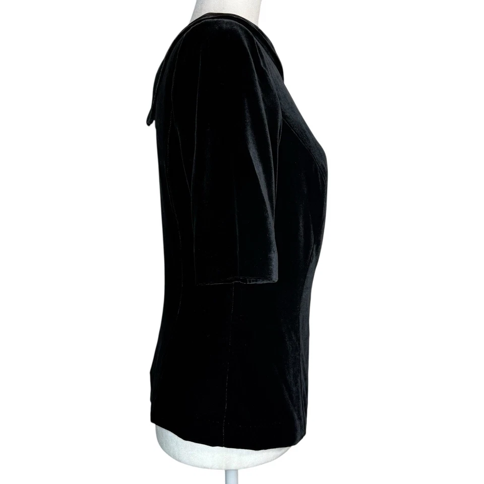 Blusa Boden Martha Top Terciopelo Seda Negra Media Manga Talla 4 Formal Informal Nueva sin Etiquetas Foto 3 de 4