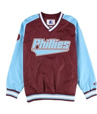 STARTER Mens Philadelphia Phillies Windbreaker Jacket, Red, Large (Regular)