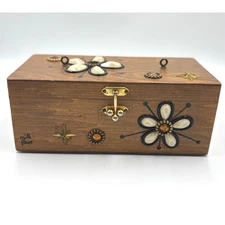 Vintage Enid Collins Wooden Box Bag Purse - Floral Inlay -AS IS