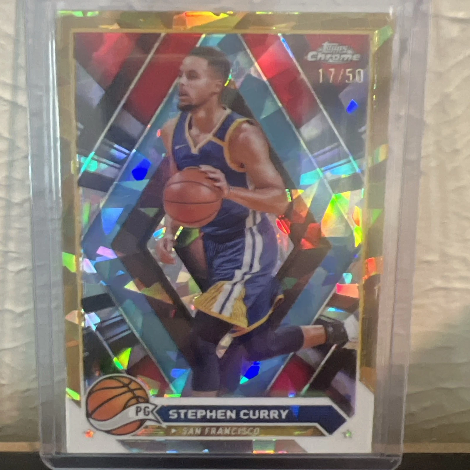 2023-24 Topps Chrome Sapphire Stephen Curry Refractor Gold #17/50 Warriors