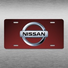 Nissan Red Carbon Fiber Look Inspired Novelty Art License Plate Car Tag