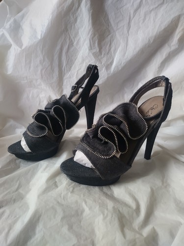 Wild Rose Shoes Heels Size 9 Denim - Picture 1 of 6