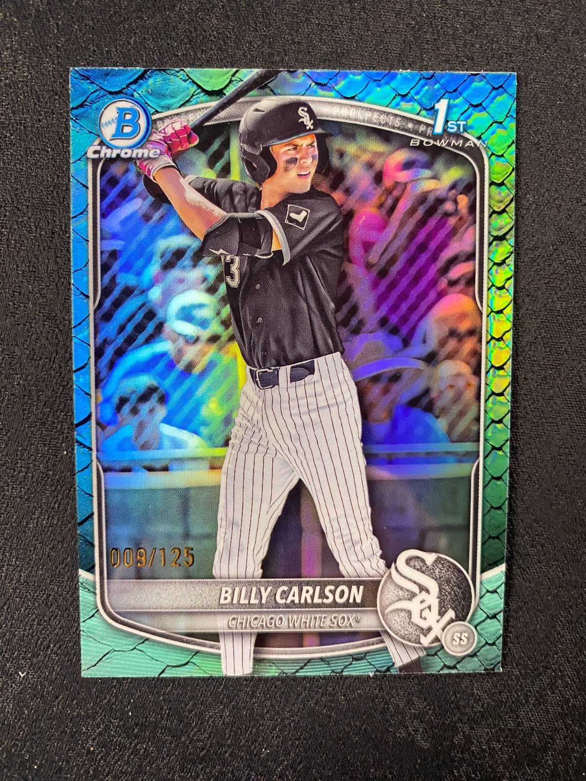 2025 Bowman Draft Billy Carlson Chrome Aqua Reptilian Refractor 1st #/125 e570
