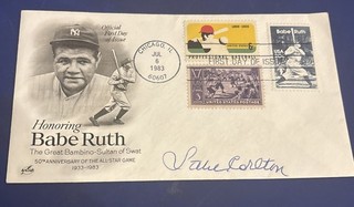 1983 BASEBALL SIGNED STEVE CARLTON (HOF) BABE RUTH 50TH ANNIV. ALL STAR GAME