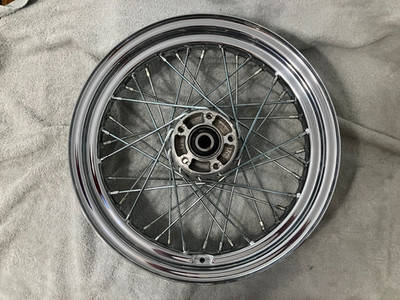 harley davidson 16x3 40 spoke chrome laced wheel polished hub part# 43085-97