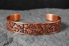 Hammered Solid Copper Cuff Pure Copper Arthritis Therapy Heavy Bracelet