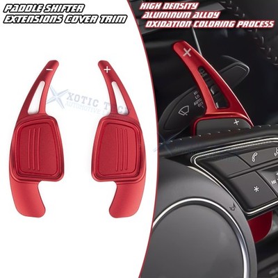2x Red Alloy Add-on Paddle Shift Cover Decor For A3 2017-2020 SQ7 SQ8 2020-25