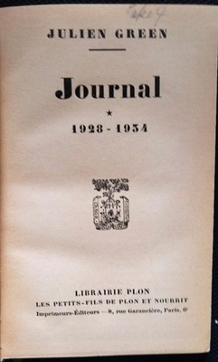 Tagebuch 1928-1954, Julien Green - Plon Paris 1938