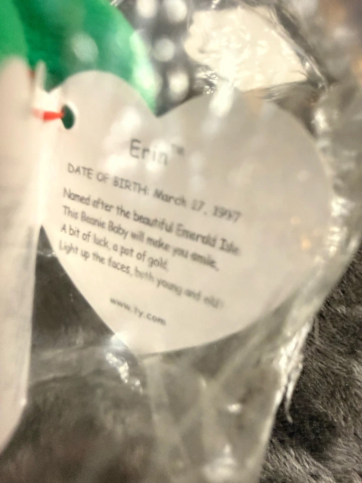 Juguete de peluche Ty Beanie Baby Erin The Bear 1997 retirado ¡¡¡Nuevo en embalaje!!!! Foto 3 de 4