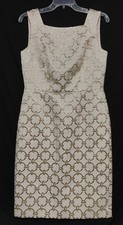 Talbots Women's Size 6 Gold Chain Sleeveless Cocktail Dress Ivory