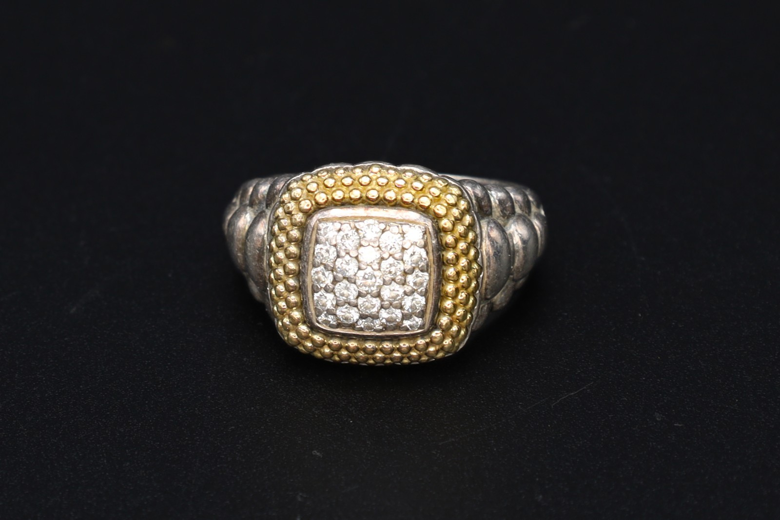 Caviar Lux Square Diamond Statement Ring Size 5, … - image 1