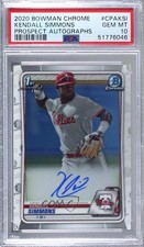 2020 Bowman Chrome Prospect Kendall Simmons #CPA-KSI PSA 10 GEM MT Auto g6p