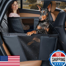 Large Dog Car Seat Hammock - Waterproof Faux Leather Pet Carrier for Medium Dogs
