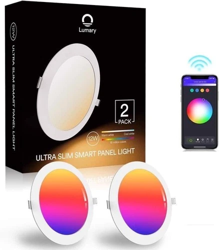 2 x Lumary RGBWW LED recessed spotlight 18W, smart WLAN ceiling spots dimmable LED spot