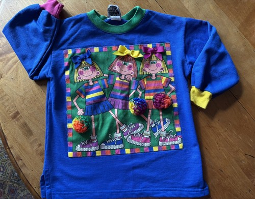 1997 Vintage Zoodles Girls Sweatshirt Cheerleaders Bows Pompoms - 4 - Picture 1 of 4