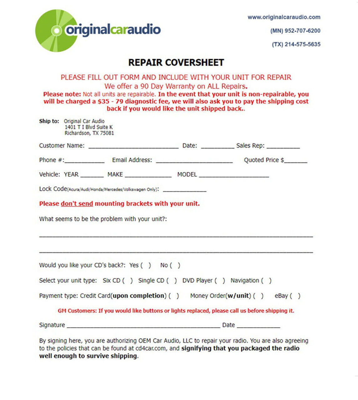 REPAIR 03 04 05 08 09 11 Lincoln TOWN CAR Radio 6 CD Changer FIX Player