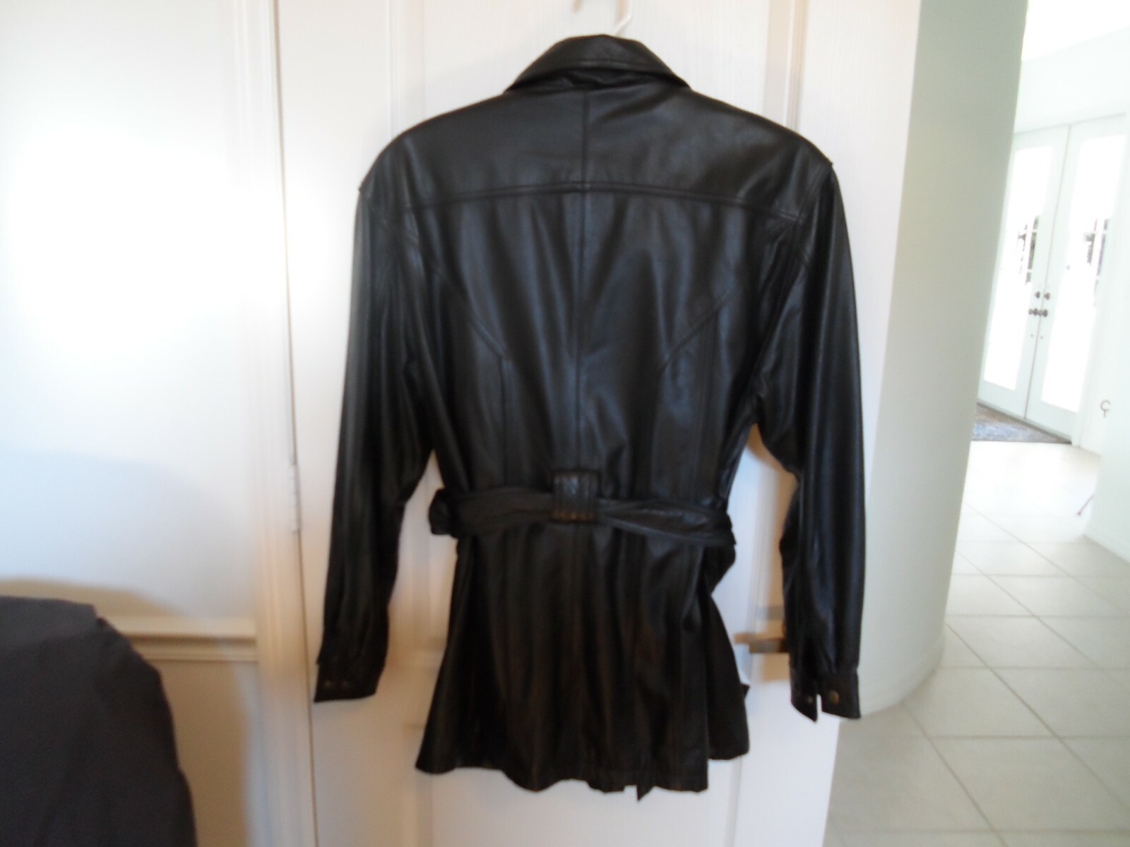 Men’s Black Leather Jacket Zipper (40 Medium) Gem