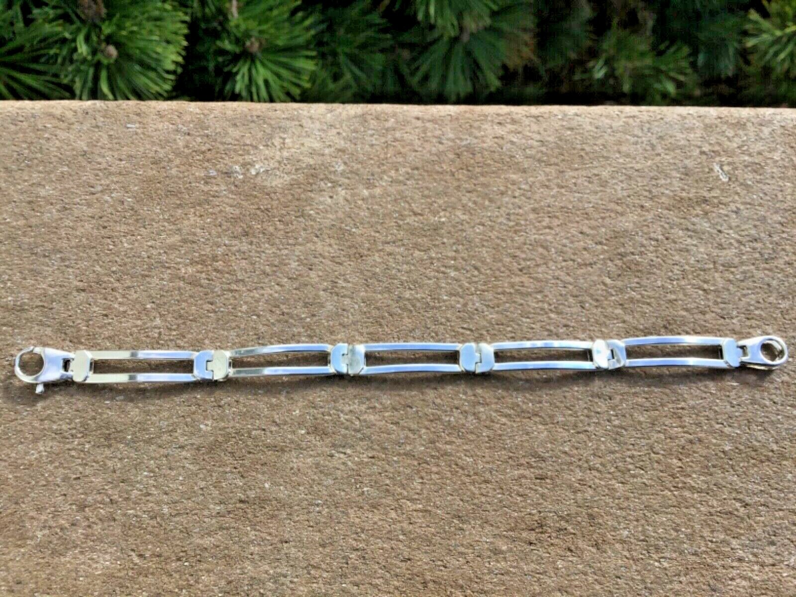 SterlIng Silver Rectangular link Bracelet 7” Long… - image 1