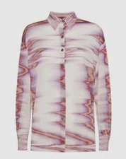 $1280 Missoni Women's White Pink Stripe Button-Up Knit Shirt Size 40/4US