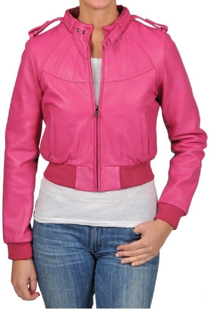 Ladies Leather Jacket Pink | eBay