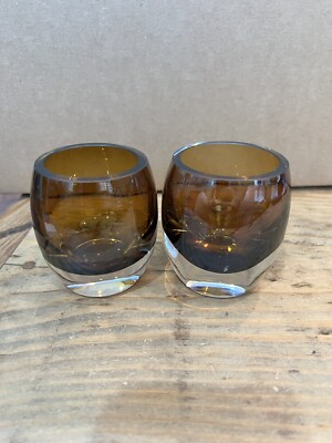 Mikasa Votive Candle Holders Home Accents Solaris Amber Glass Set of 2