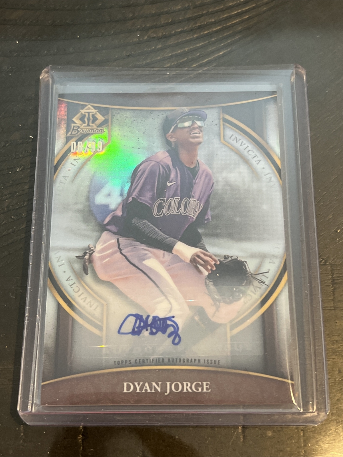 2023 Bowman Chrome Dyan Jorge Bowman Invicta Prospect Auto #/99 Rockies