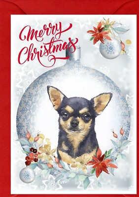 Chihuahua Hund A6 (4'' x 6'') Weihnachtskarte (innen leer) Design von Starprint